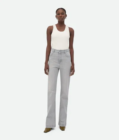 BOTTEGA VENETA LIGHT GREY WASHED FLARED DENIM