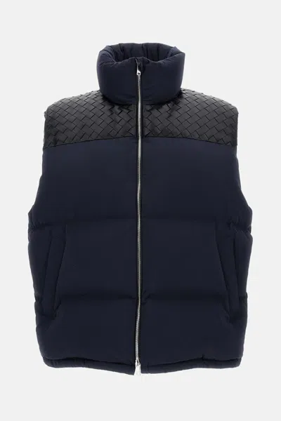 Bottega Veneta Men Midnight Blue Cotton Blend Down Jacket In Black
