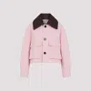 Bottega Veneta Womens Intrecciato-collar Irregular Twill Cropped Cotton Jacket Camelia In Pink