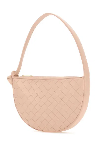 Bottega Veneta Light Pink Leather Mini Sunrise Shoulder Bag In Petal