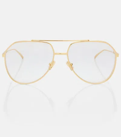 Bottega Veneta Light Ribbon Aviator Glasses In Gold