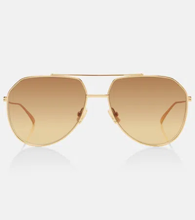 Bottega Veneta Light Ribbon Aviator Sunglasses In Gold