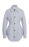 Bottega Veneta Light Structured Cotton Stripe Jacket In Blue