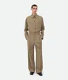 Bottega Veneta Light Tailored Wool Wide Leg Trousers In Sage/camel Melange