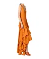 Bottega Veneta Asymmetric Tiered Ruffle Dress In Apricot