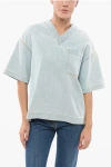 Bottega Veneta Blue Denim Cotton Blouse For Women | Designer Ss24 Collection