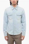 Bottega Veneta Light Washed Denim Shirt With Snap Buttons