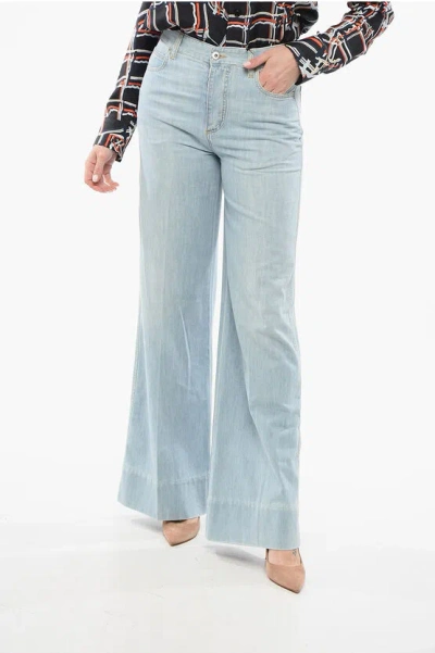 Bottega Veneta Light-washed Wide Leg Denims 30cm In Blue