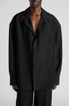 Bottega Veneta Camicia In Lana Nera  Uomo In 1000 Black