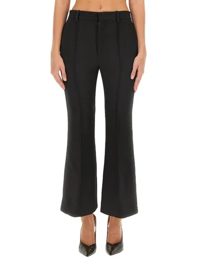 Bottega Veneta Light Wool Crepe Trousers In Black