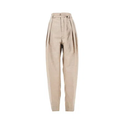 Bottega Veneta Light Wool Pants With Belt In Nude