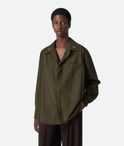 Bottega Veneta Hemd Aus Leichter Wolle In Dark Forest