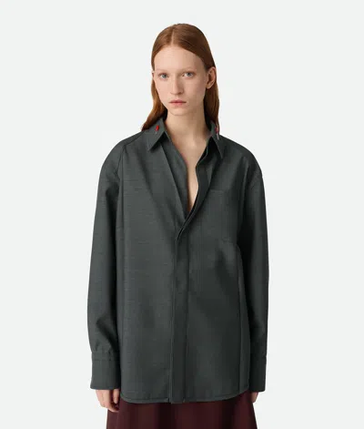 Bottega Veneta Hemd Aus Leichter Wolle In Dark Grey Melange