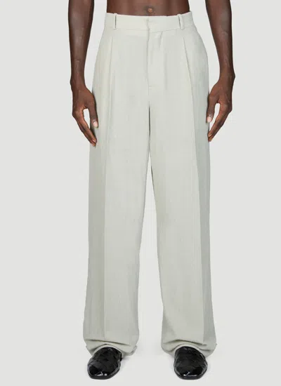 Bottega Veneta Light Wool Silk Mouline Blazer Trousers In Cream