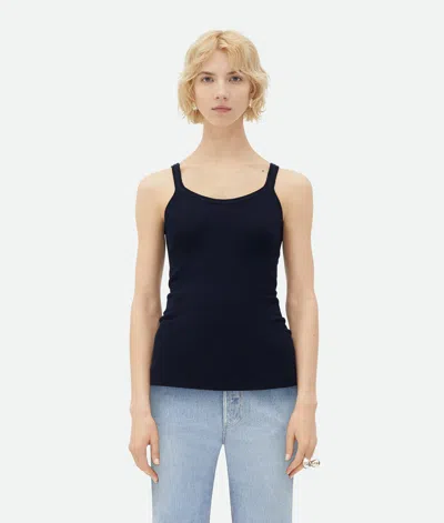Bottega Veneta Light Wool Slim Tank Top In Navy