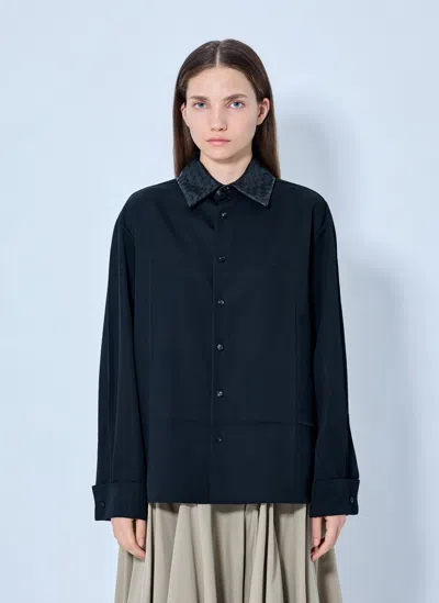 Bottega Veneta Light Wool Twill Shirt In Black