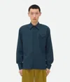 Bottega Veneta Light Wool Twill Shirt In Deep Blue