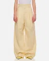 Bottega Veneta Wide Silk And Cotton Trousers In Light Yellow