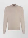 Bottega Veneta Lightweight Cashmere Crew-neck Sweater With Ribbed Knit In Neutral