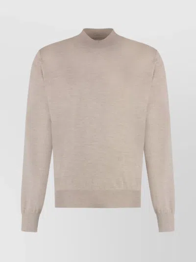 Bottega Veneta Lightweight Cashmere Crew-neck Sweater With Ribbed Knit In Neutral