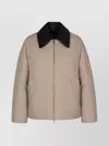 Bottega Veneta Insulated Nylon Jacket Featuring Quilted Collar In Neutral