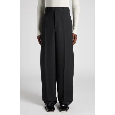 Bottega Veneta Wide Leg Cotton Trousers With Belt Loops In Blue