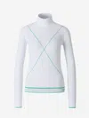 Bottega Veneta Turtleneck Contrast Stitched Jumper In White And Green