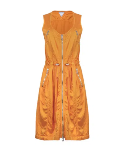 Bottega Veneta Lightweight Zipped Puffball Dress In Orange