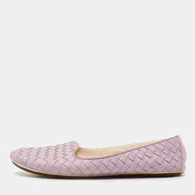 Pre-owned Bottega Veneta Lilac Intrecciato Leather Smoking Slippers Size 36.5 In Purple