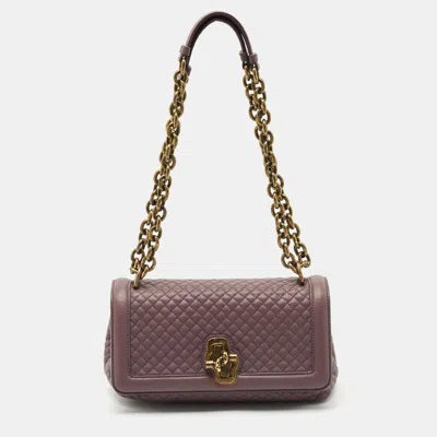 Pre-owned Bottega Veneta Lilac Quilted Leather Olimpia Knot Shoulder Bag In Purple