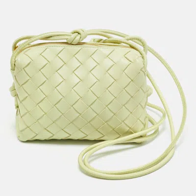 Pre-owned Bottega Veneta Lime Intrecciato Leather Mini Loop Camera Bag In Yellow