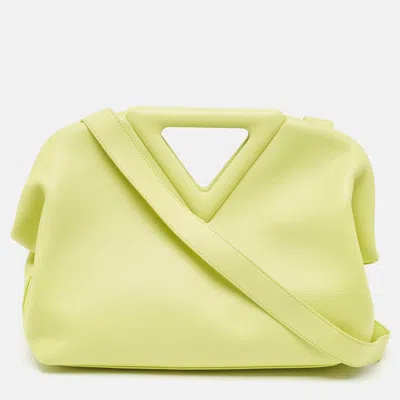 Pre-owned Bottega Veneta Lime Leather Medium Point Shoulder Bag In Green