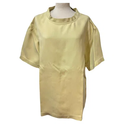 Pre-owned Bottega Veneta Lime Silk Blouse Size M In Sand