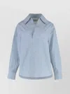 Bottega Veneta Blue Shirt With Deep Neckline On The Front And Long Sleeves In Cotton Poplin Woman