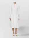Bottega Veneta Linen And Viscose Dress With Buttoned Sleeves In White
