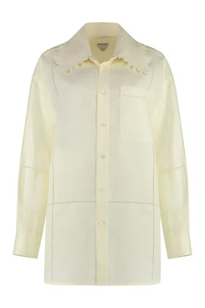 Bottega Veneta Linen Button-front Shirt In Yellow