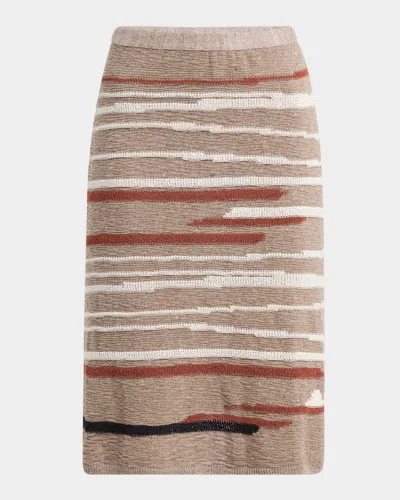 BOTTEGA VENETA LINEN-COTTON INTARSIA SKIRT