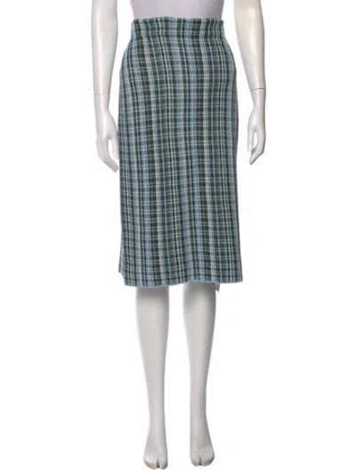 Pre-owned Bottega Veneta Linen Knee-length Skirt W/ Tags In Blue