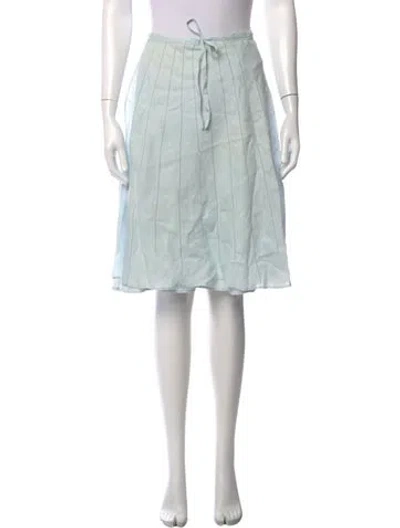Pre-owned Bottega Veneta Linen Midi Length Skirt In Blue