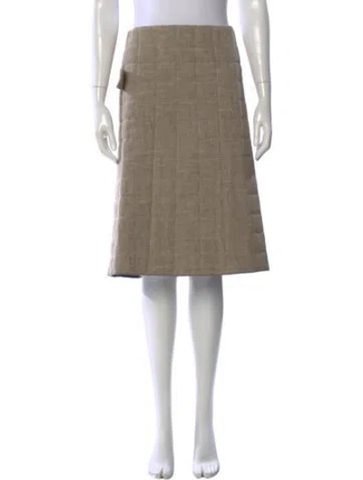 Pre-owned Bottega Veneta Linen Midi Length Skirt W/ Tags In Neutral