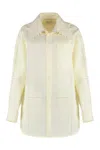 Bottega Veneta Linen Oversized Shirt With Embroidered Collar In Gray