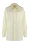 Bottega Veneta English Embroidery Linen Shirt In Yellow