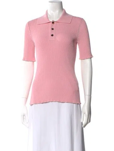 Pre-owned Bottega Veneta Linen Short Sleeve Polo In Pink