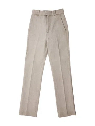 Pre-owned Bottega Veneta Linen Straight Leg Pants In Gray