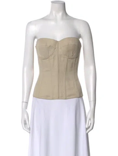 Pre-owned Bottega Veneta Linen Strapless Top In Neutral