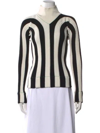 Pre-owned Bottega Veneta Linen Striped Sweater In Black/neutrals
