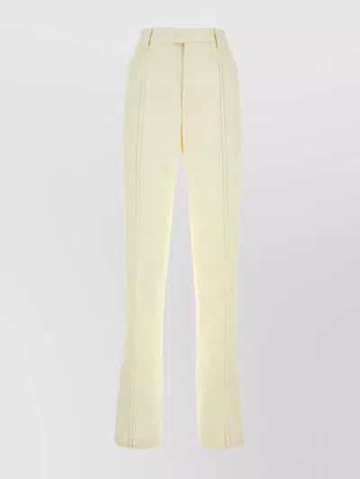 Bottega Veneta Linen Trousers With Back Welt Pockets In Yellow