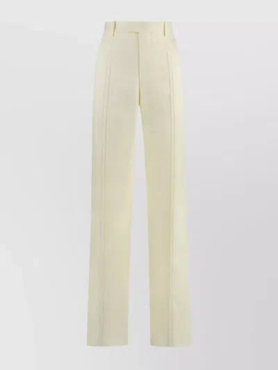 BOTTEGA VENETA LINEN TROUSERS WITH HIGH WAIST AND WIDE LEG