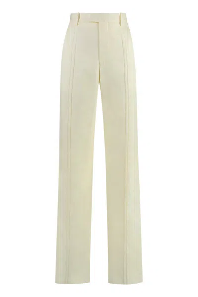 Bottega Veneta Linen Trousers With Back Welt Pockets In Yellow