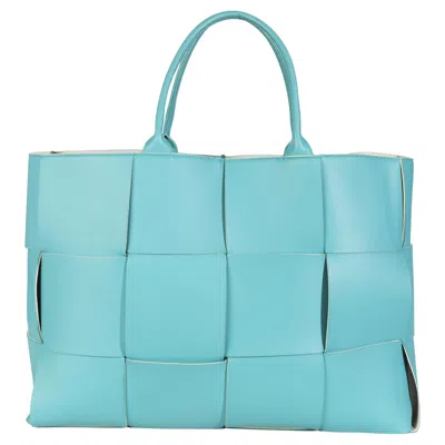 Pre-owned Bottega Veneta Linoleum Nappa Maxi Intrecciato Large Arco Tote In Blue